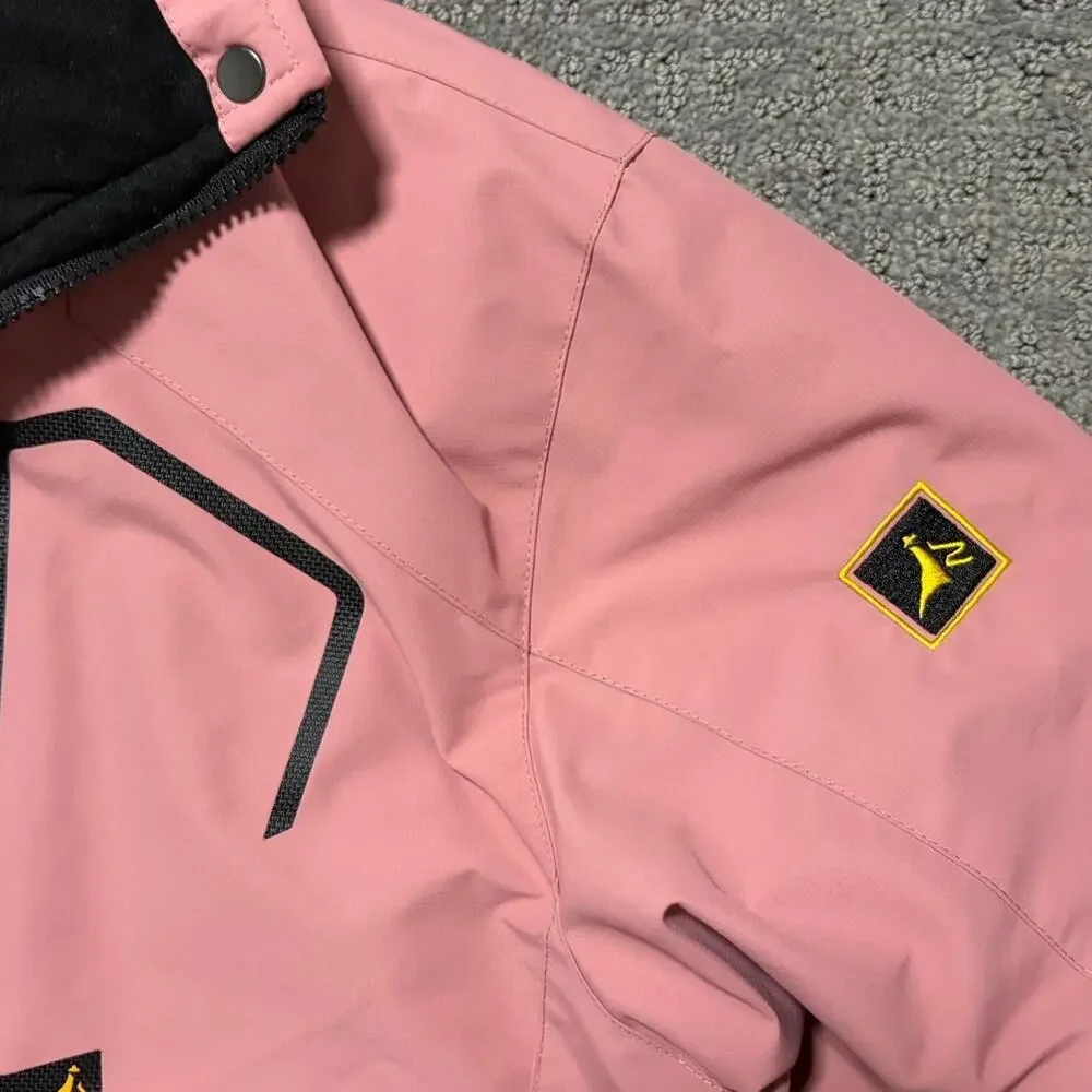 Moerdeng embroidered pink ski jacket